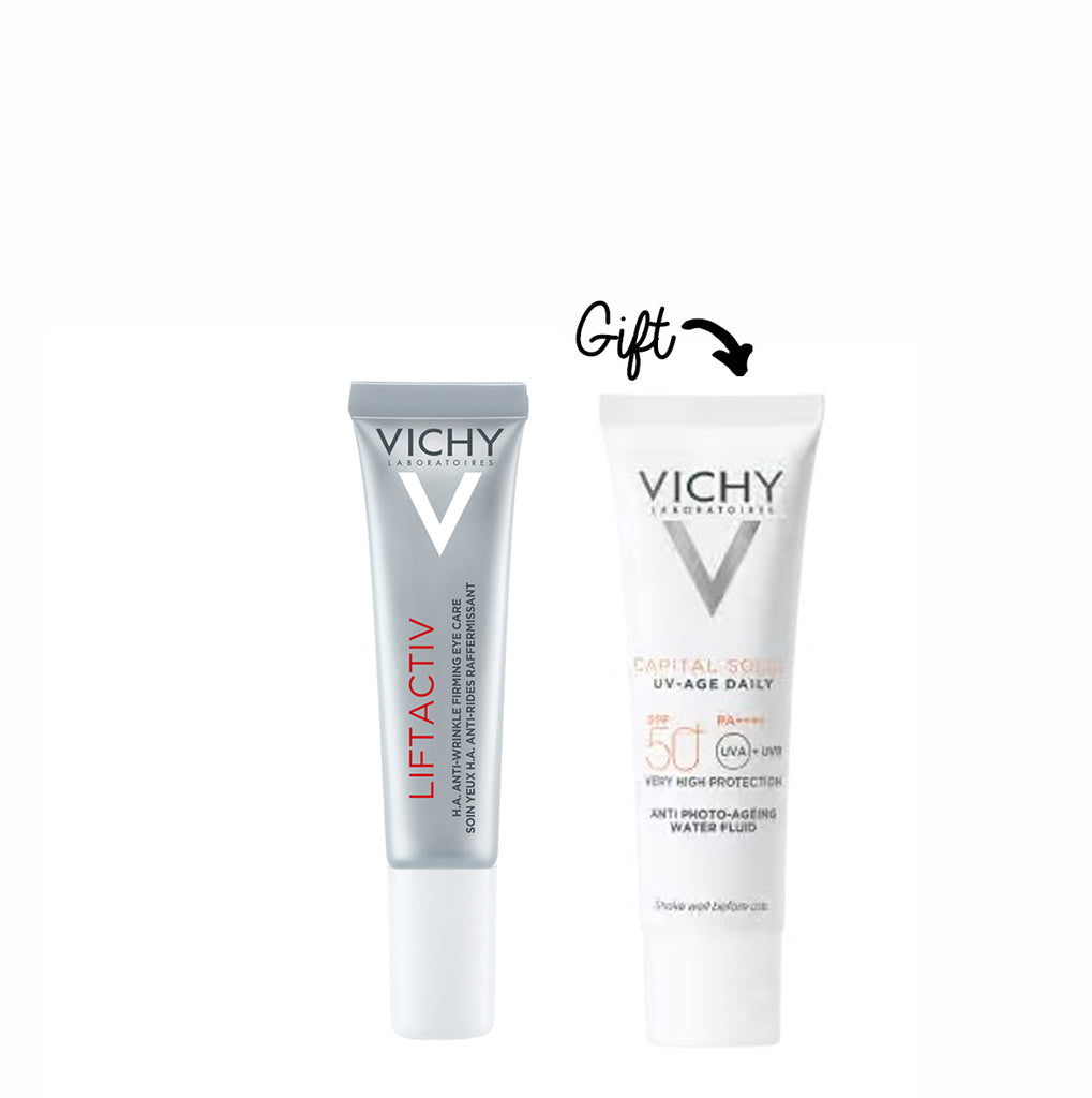 Vichy Liftactiv Anti Wrinkle Firming Eye Cream + Capital Soleil UV-AGE SPF 50+ 15ML GIFT