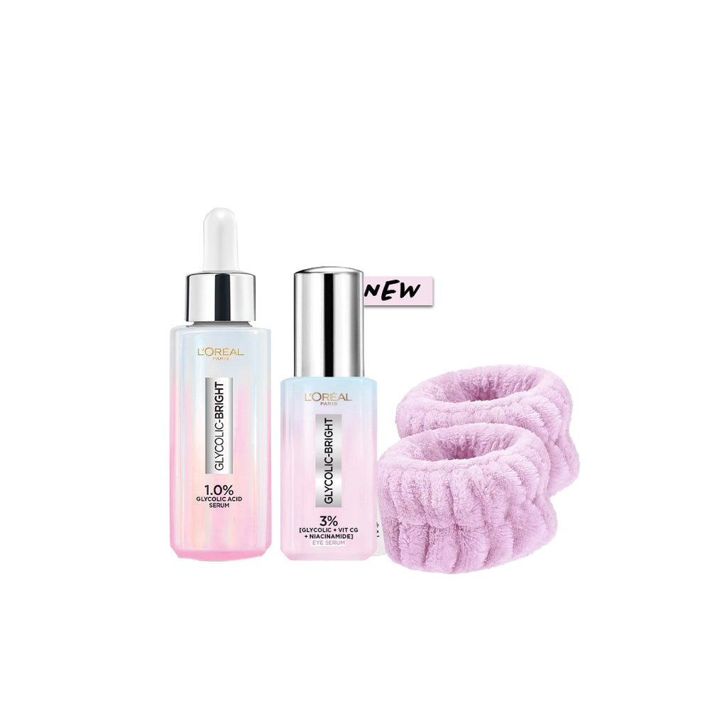 10% OFF L'Oréal Paris Glycolic Bright Instant Glowing Face Serum + Glycolic Eye Serum+ FREE Wrist Towels