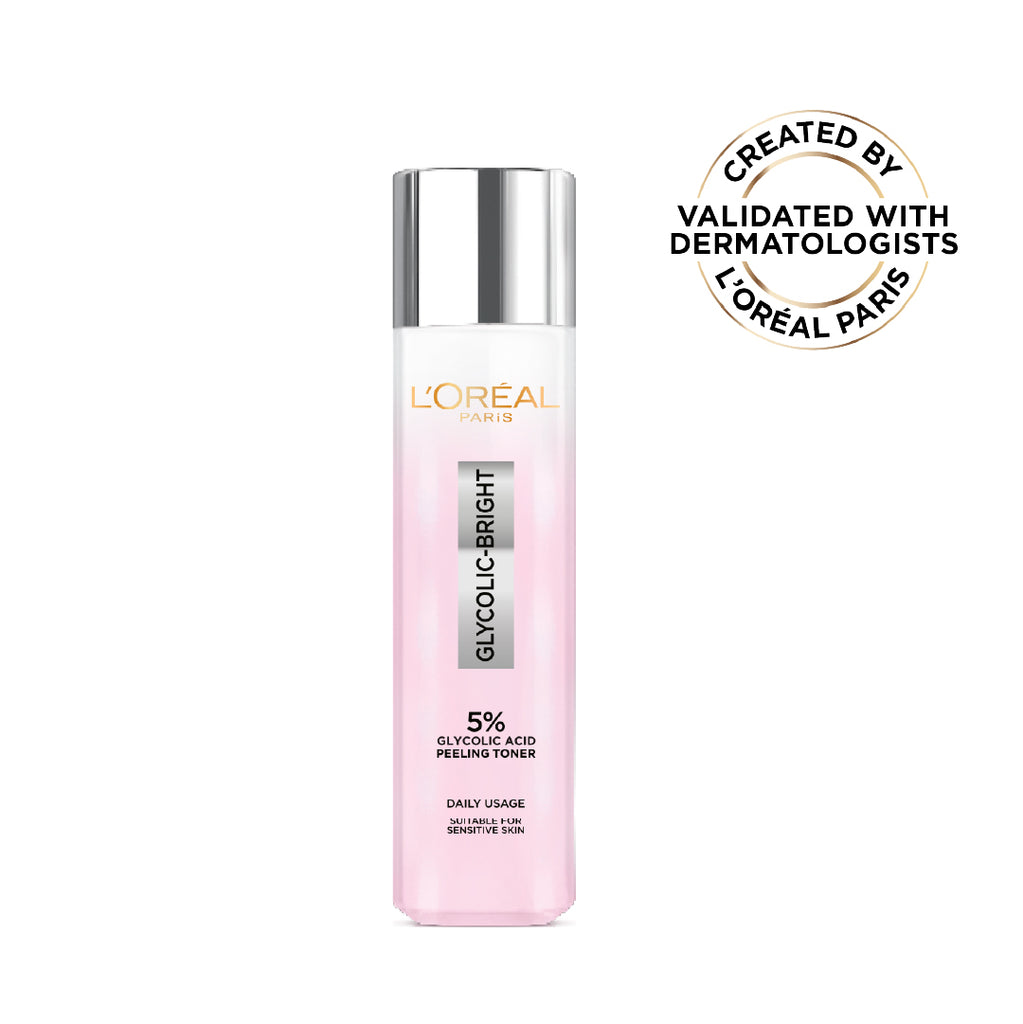 L’Oréal Paris, Glycolic-Bright Glowing Peeling Toner, with 5% Glycolic Acid, for Brightening, Dark Spots Reduction and Skin Tone Evening, 128ml