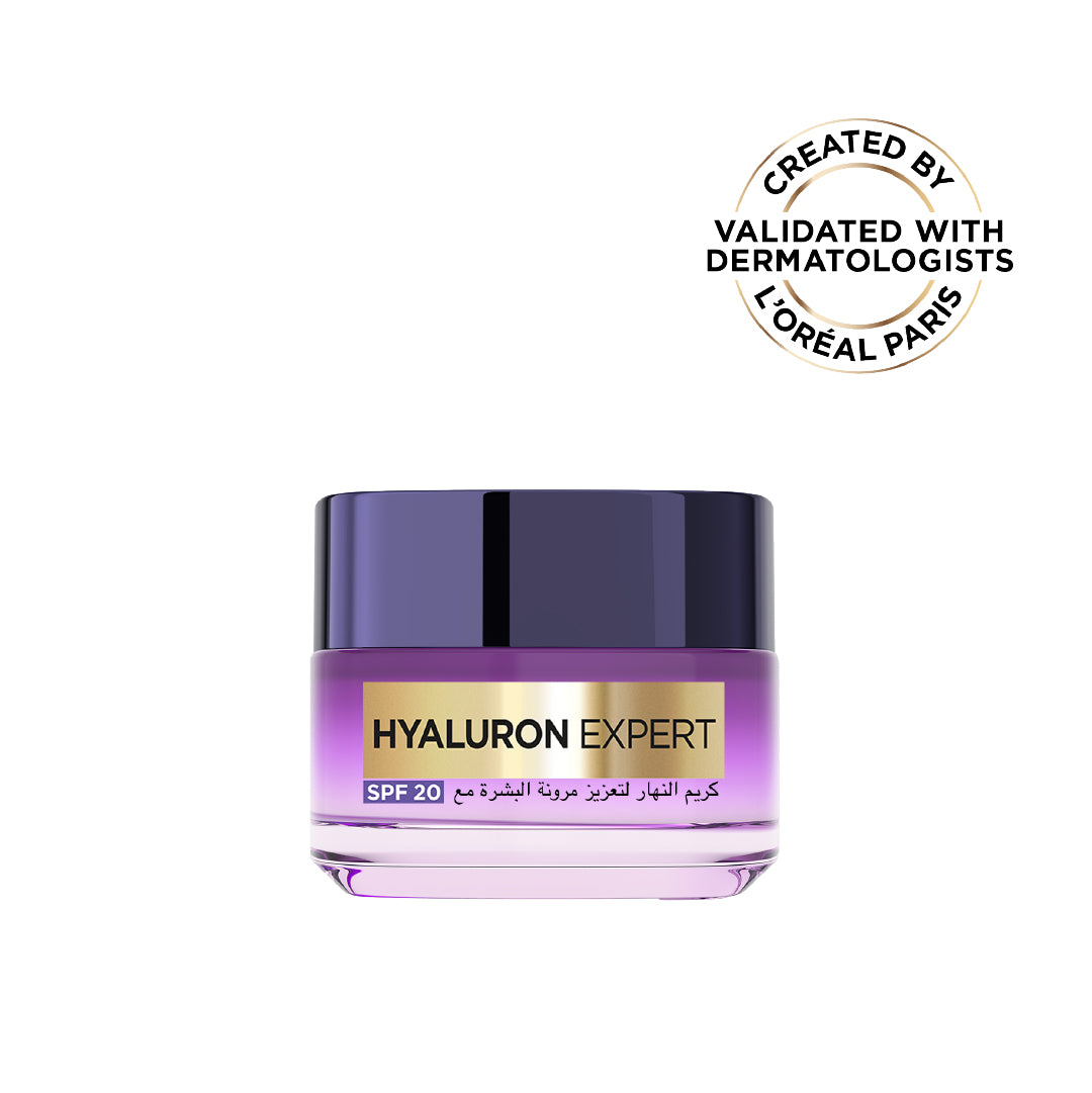 L’Oréal Paris, Hyaluron Expert, Replumping and Moisturizing Day Cream, against Fine Lines, for Intense Hydration, with Hyaluronic Acid and SPF 20, 50 ml