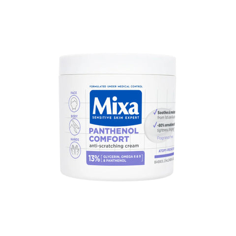 Mixa Panthenol Comfort Cream Jar - Anti-Scratching Cream - For Dry Skin, Atopy Prone Skin and Eczema - For Face, Hands & Body - 400 ml
