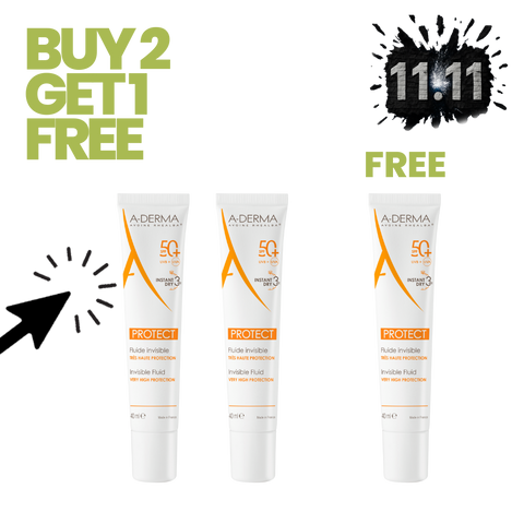 Buy 2 A-Derma Protect Invisible Fluid SPF50+ 40ml & get 1 for free