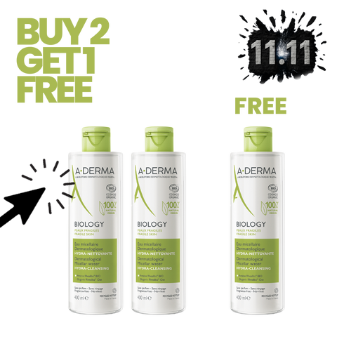 Buy 2 Aderma Biology Dermatological Micellar Water Hydra-Cleansing 400ml & Get 1 Free