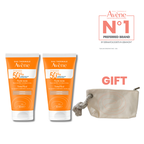 2x AVENE CRÈME TEINTEE SPF 50+ NF 50 ML + Pouch