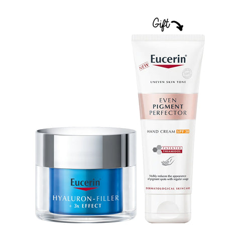 Buy Eucerin Hyaluron - Filler + 3x effect Moisture Booster Night 50ml & Get Even Pigment perfector hand full size (Free)