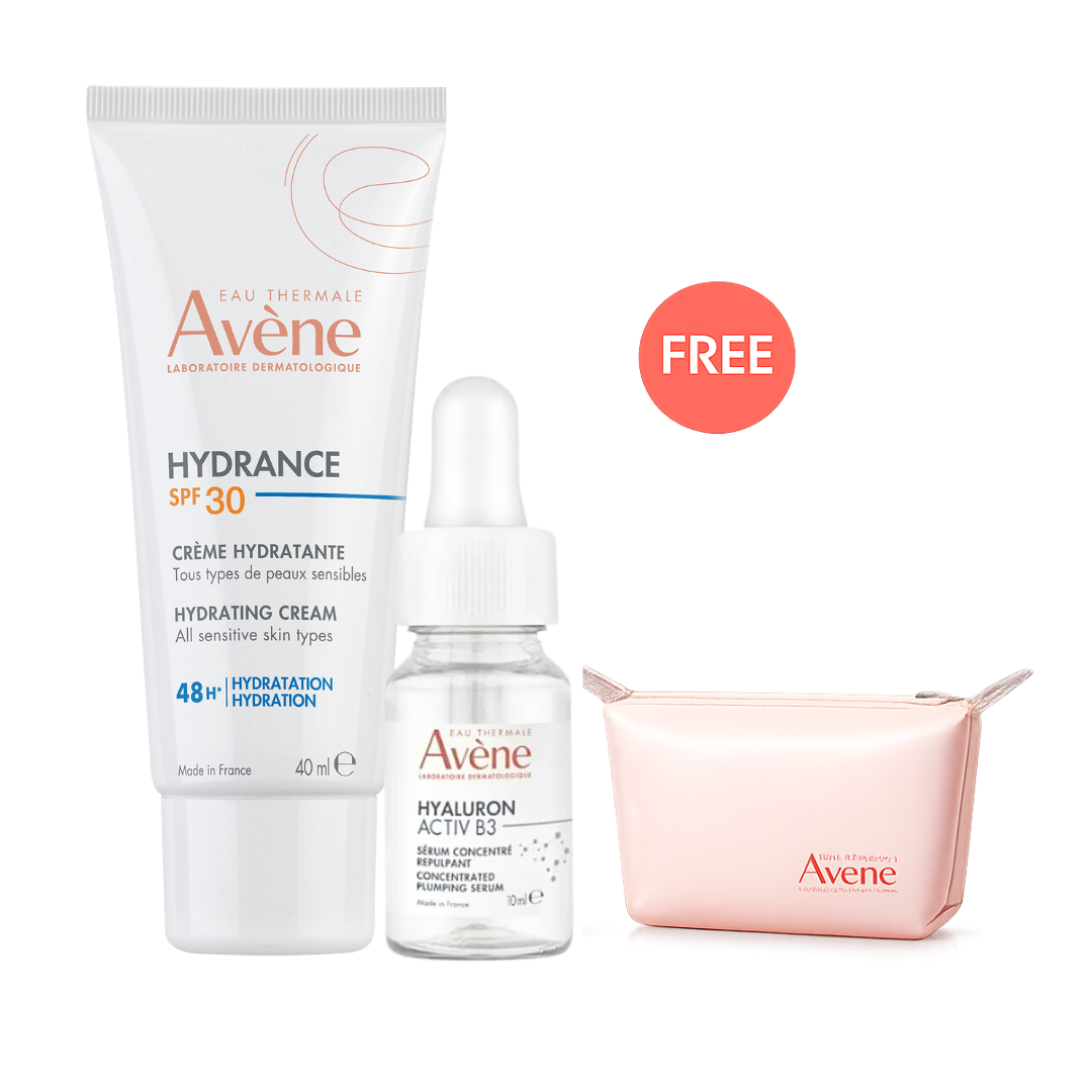 Buy Avène Hydrance SPF 30 moisturizing cream 40ml & get a FREE 10ml Hyaluron Activ B3 concentrated serum + Pouch