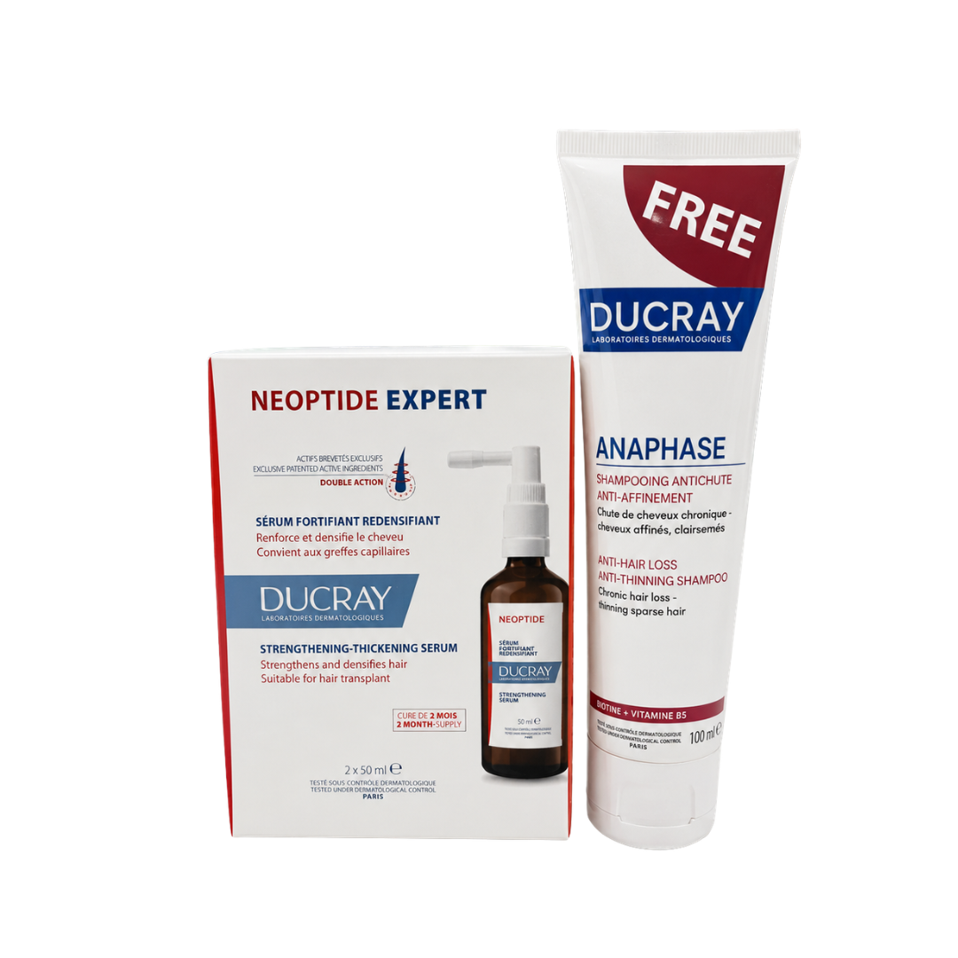 Buy Ducray Neoptide Expert Anti-hair loss & growth serum 100 ml & get a FREE 100ml Anaphase anti-thinning shampoo