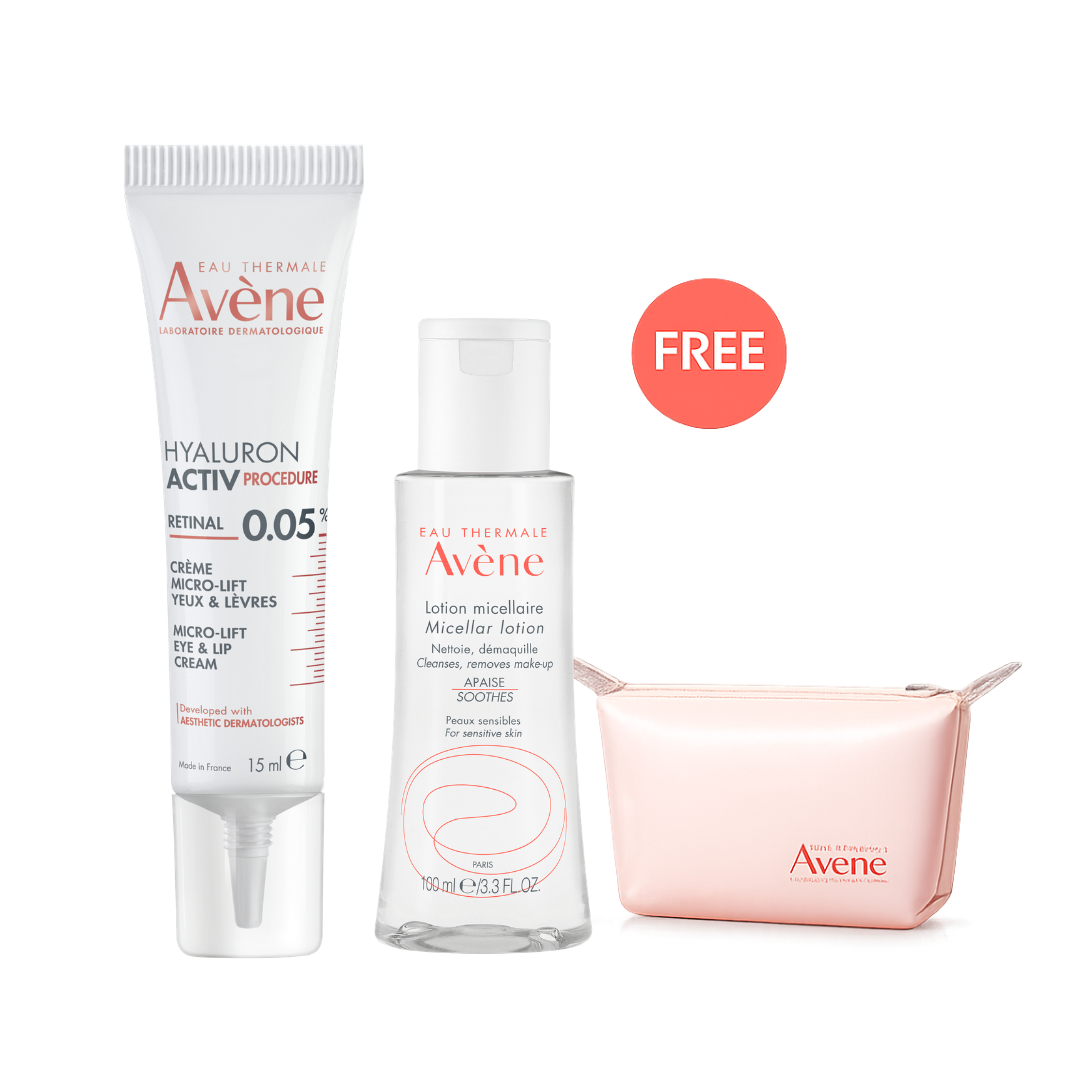 Buy Avène Hyaluron Activ Micro-Lift eye & lip cream 0.05% Retinal 15ml & get a FREE 100ml micellar lotion + Pouch