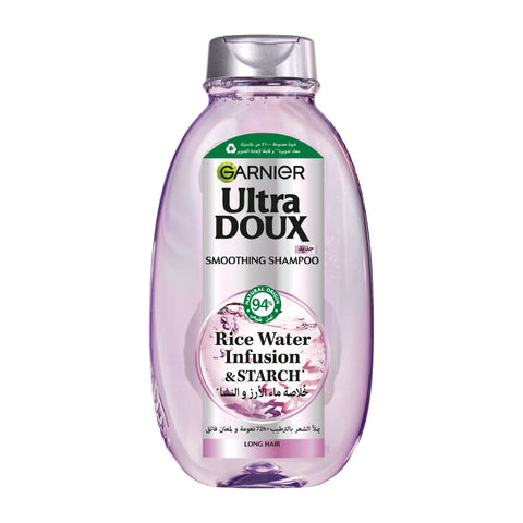 Garnier Ultra Doux Rice Water Infusion & Starch Shampoo, for Long Hair, Smooth and Shine