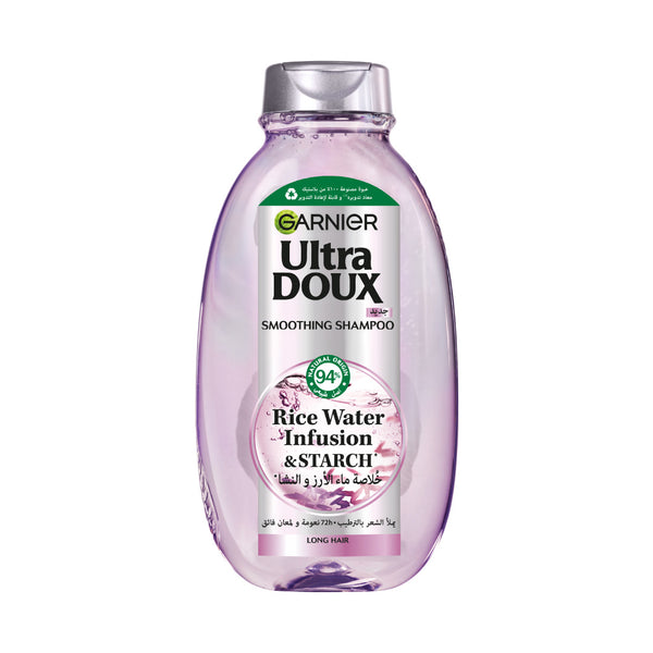 Garnier Ultra Doux Rice Water Infusion & Starch Shampoo, for Long Hair, Smooth and Shine