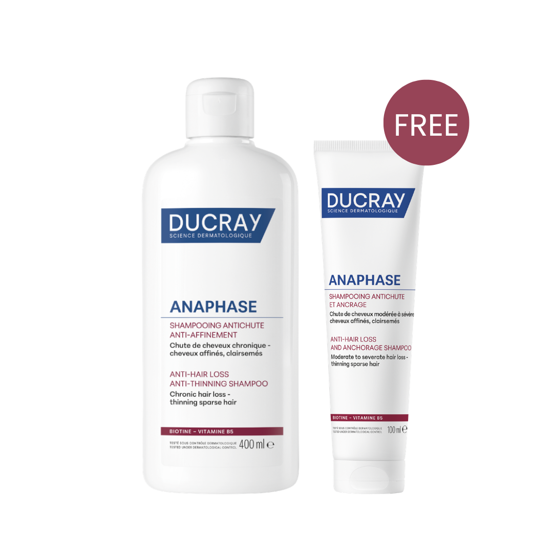 Buy Ducray Anaphase Anti-hair loss Anti-thinning shampoo 400ml & get a FREE 100ml Anaphase+ shampoo