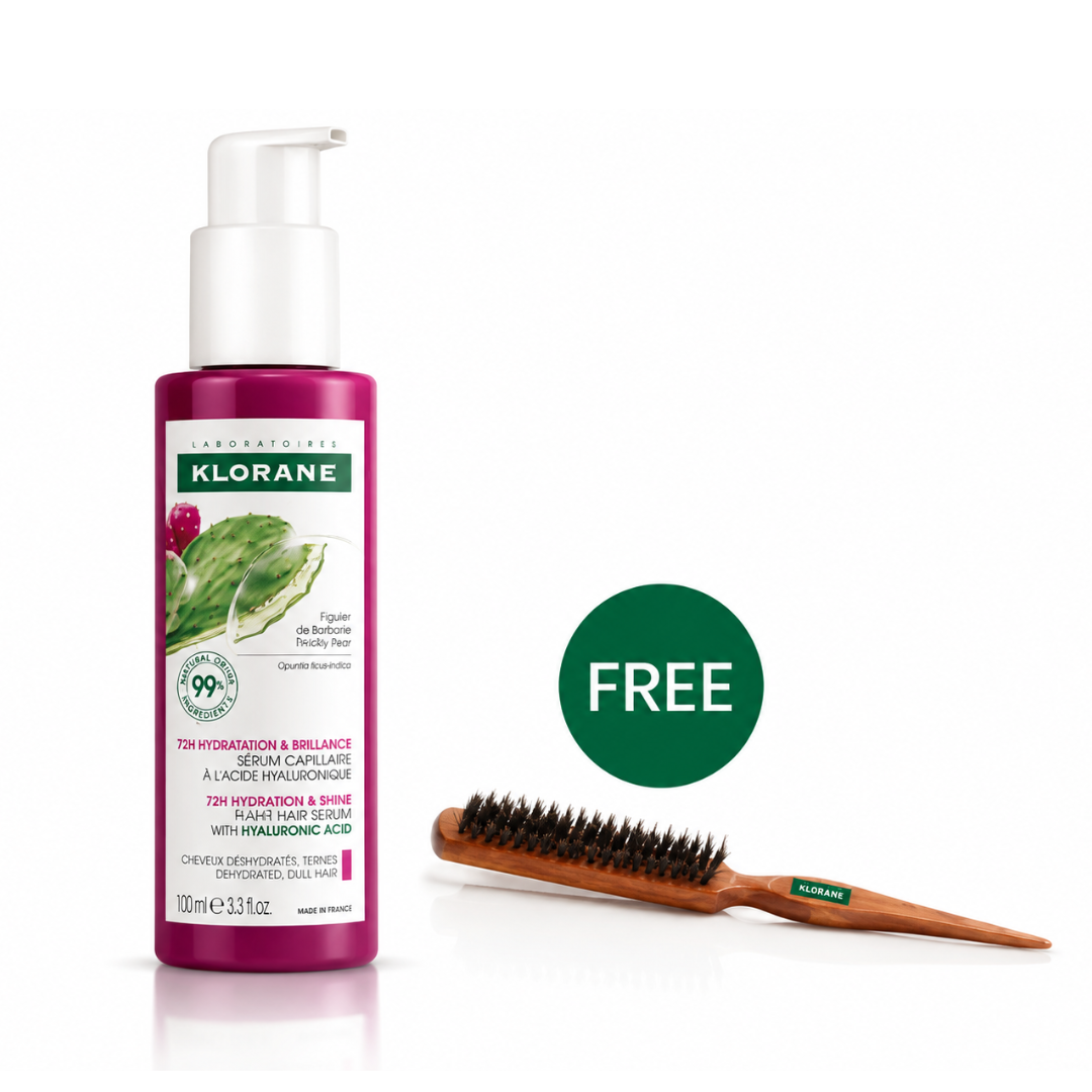 Buy Klorane Thirst-Quenching serum with prickly pear - hyaluronic acid 100ml & get a FREE Hairbrush