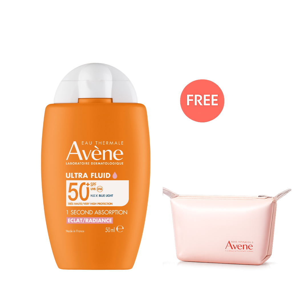 Buy Avène Ultra Fluid Eclat Radiance SPF50+ sunscreen 50ml & get a FREE Pouch
