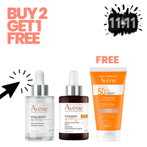 Buy Hyaluron Activ B3 Serum + Vitamin Active Cg Serum & Get Avène Sunscreen Tinted SPF 50+(Free)