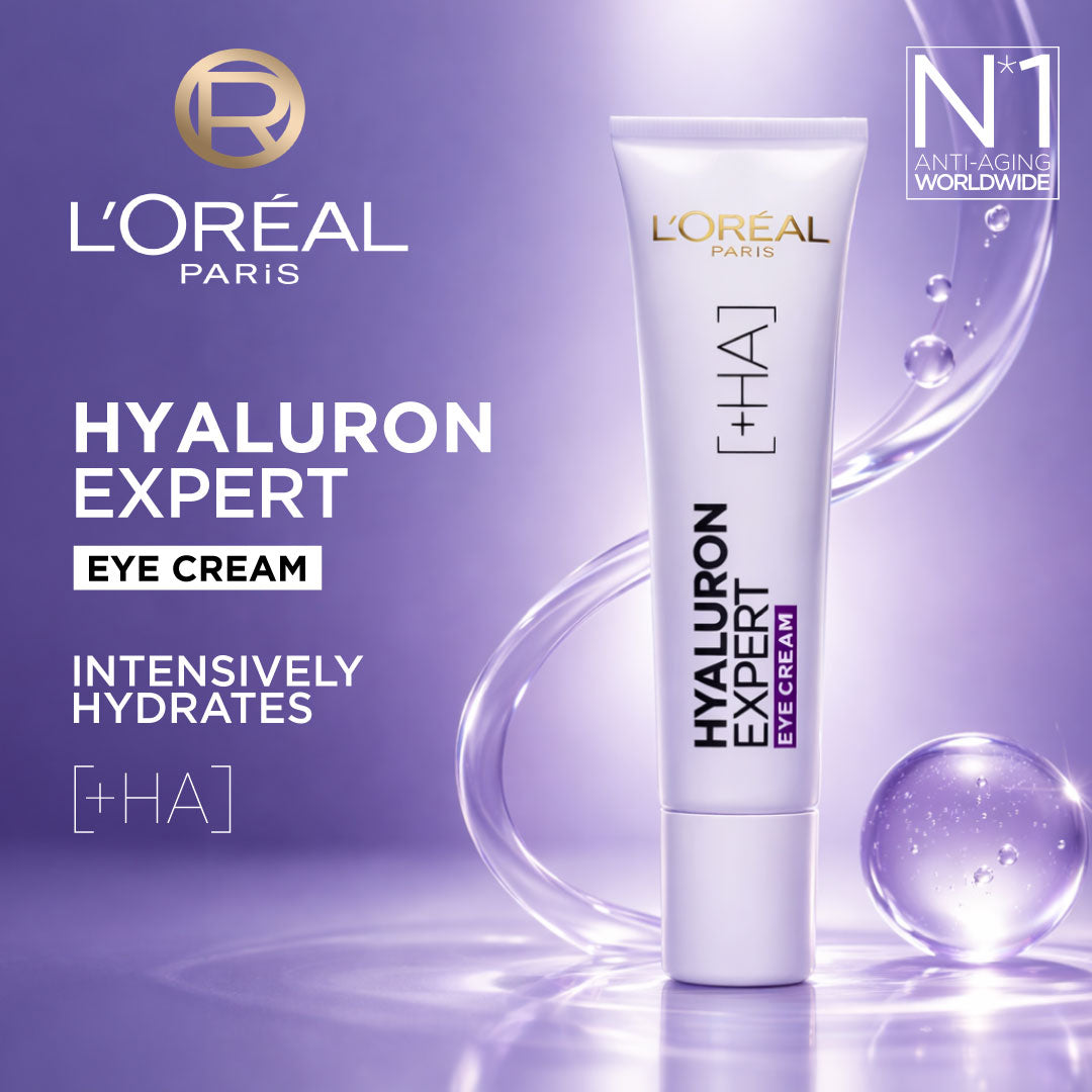 L’Oréal Paris, Hyaluron Expert, Replumping and Moisturizing Eye Cream, against Fine Lines, for Eye-Contour Replumping, with Hyaluronic Acid, 50 ml