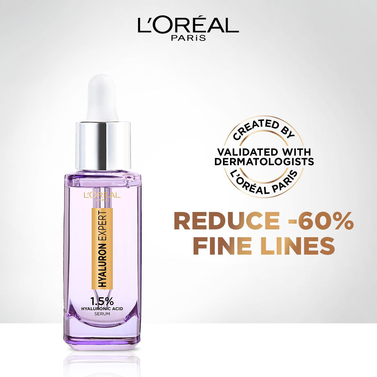 L’Oréal Paris, Hyaluron Expert Replumping Face Serum, with 1.5% Hyaluronic Acid, for Fine Lines Reduction, Hydration and Youthful Looking Skin , 30ml