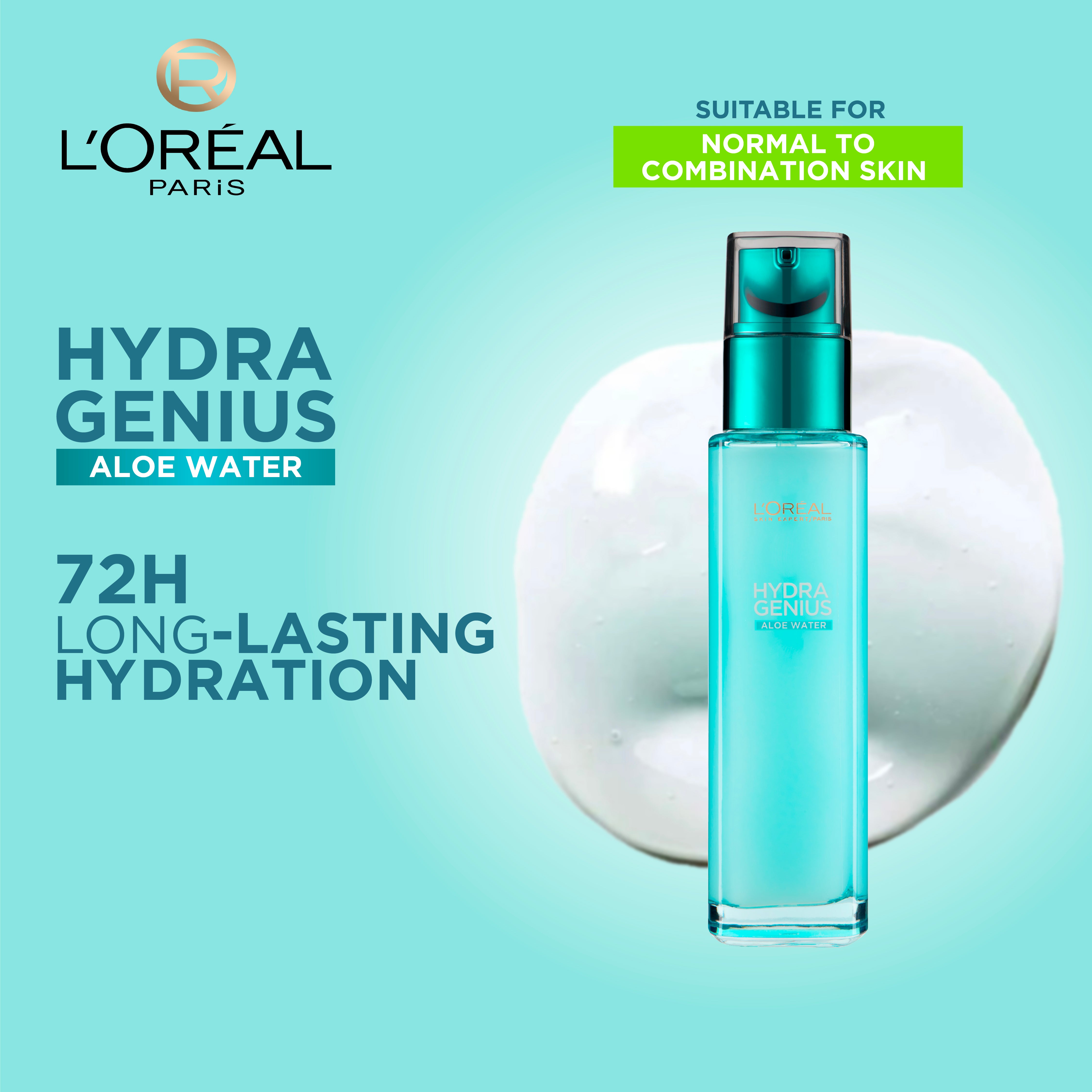 L'Oréal Paris, Hydra Genius, Water-Based Gel Facial Moisturiser, with Aloe Vera, 70 ml
