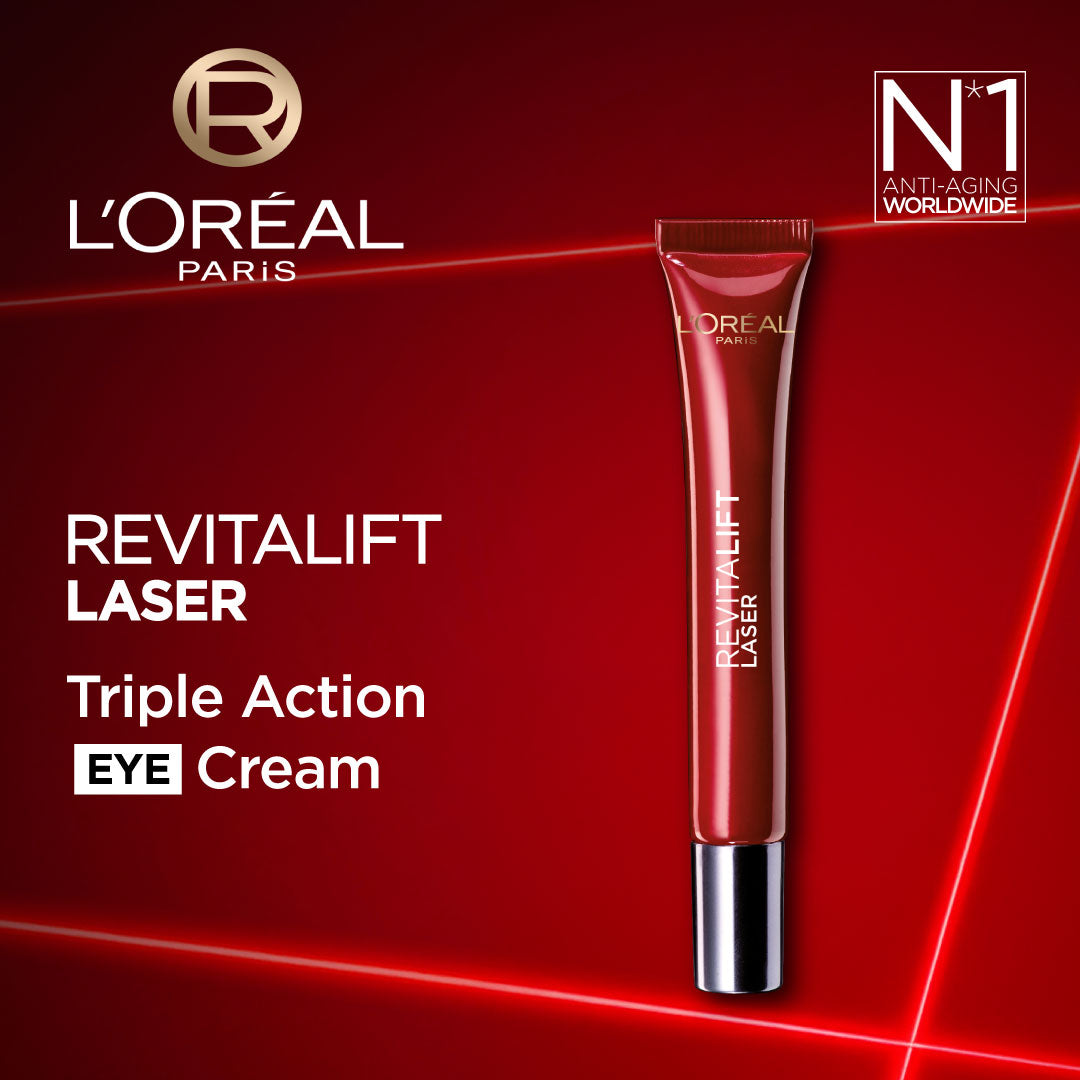 L'Oréal Paris, Revitalift Laser, Triple Action Anti-Aging Eye Cream, for Eye Contour Renewal, Eye Bags Depuffing, and Wrinkles Reduction, with Pro-Retinol, 15ml