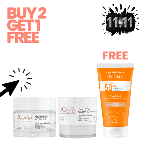 Buy Hyaluron Activ B3 cream + Hyaluron Activ B3 Night cream & Get Avène Sunscreen Tinted SPF 50+(Free)