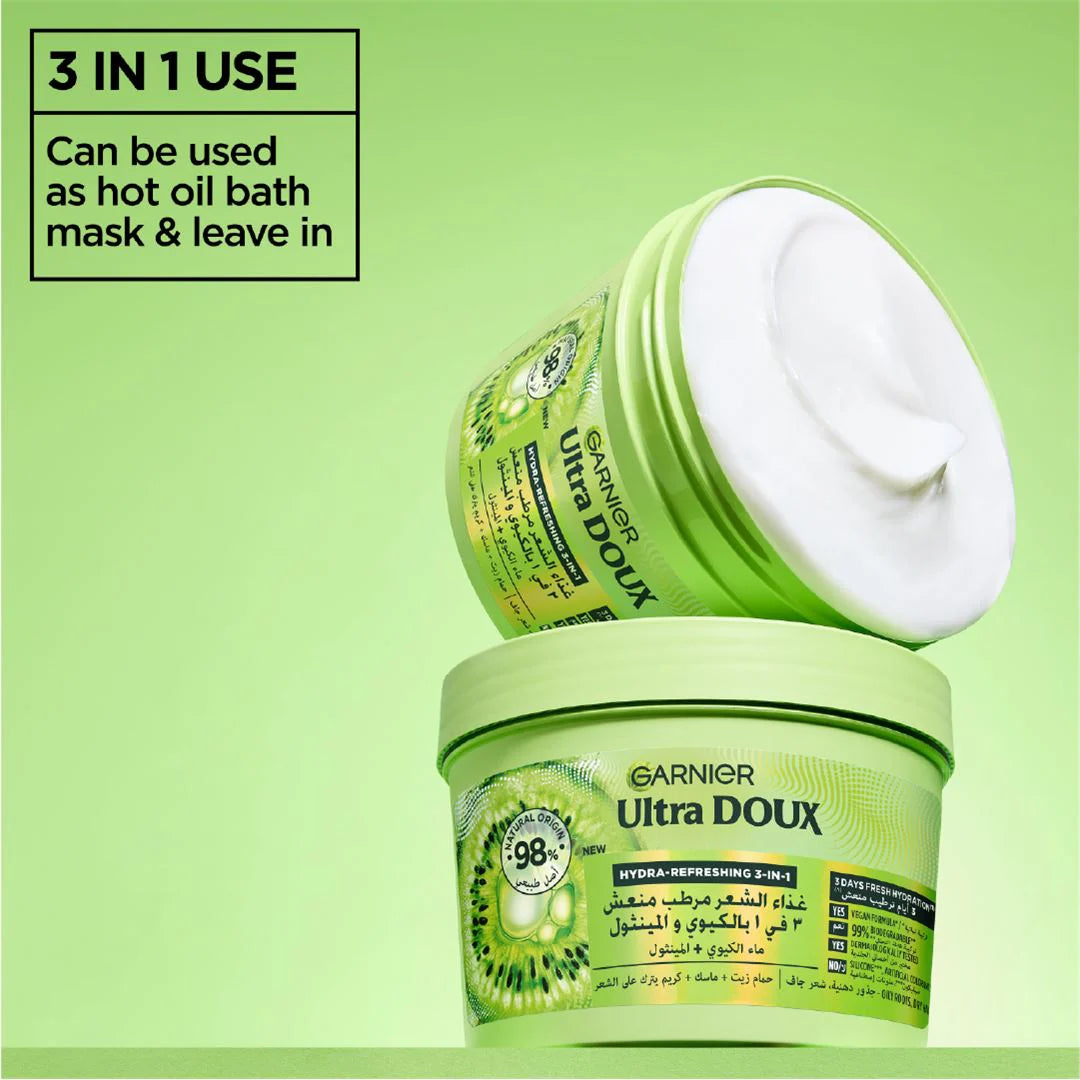 Garnier Ultra Doux Hair Food Kiwi Hydrating Hair Mask for Oily Roots & Dry Hair – 390ml