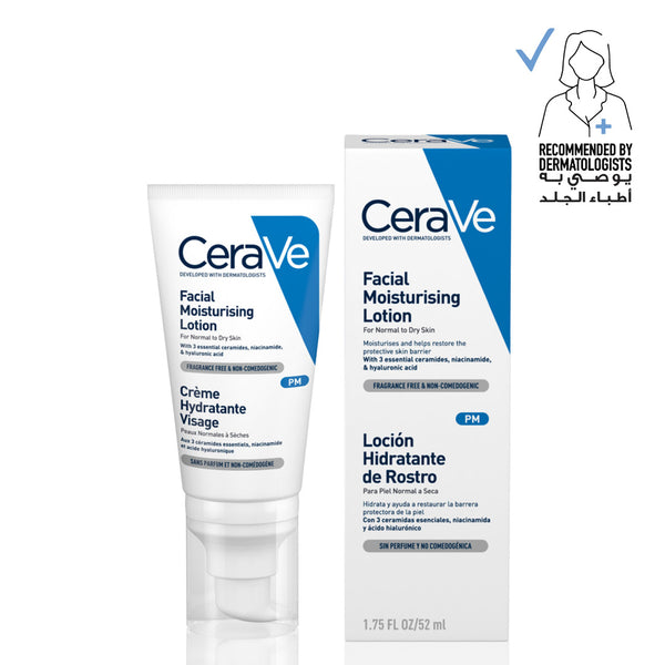 CeraVe PM Facial Moisturizing Lotion | Night Face Moisturizer for Normal to Dry Skin
