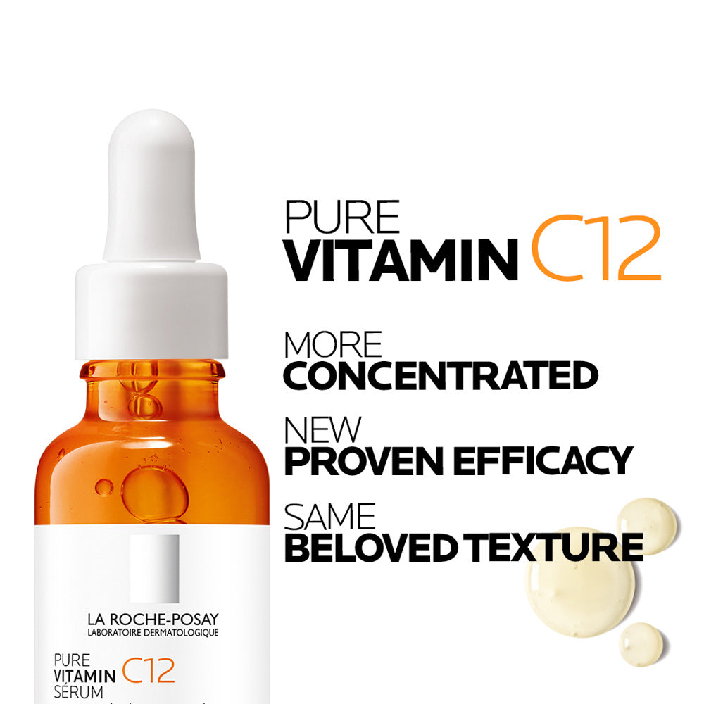 La Roche Posay 12% Pure Vitamin C Anti-Aging 30ML Face Serum with Hyaluronic Acid & Salicylic Acid; Boosts Skin Regeneration and reduces Appearance of Wrinkles