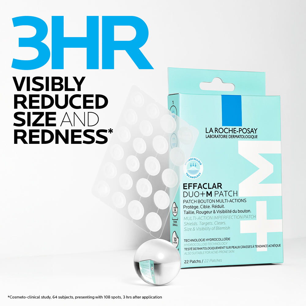 La Roche-Posay Effaclar Effaclar Duo+M 3H Invisible Pimple Patch Spot Treatment For Acne-Prone Skin, 22 Patches per Pack
