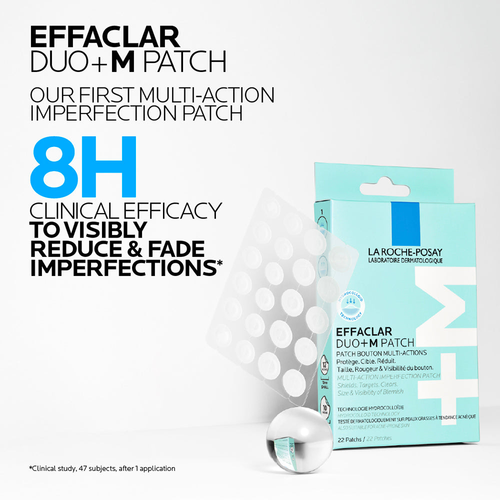 La Roche-Posay Effaclar Effaclar Duo+M 3H Invisible Pimple Patch Spot Treatment For Acne-Prone Skin, 22 Patches per Pack
