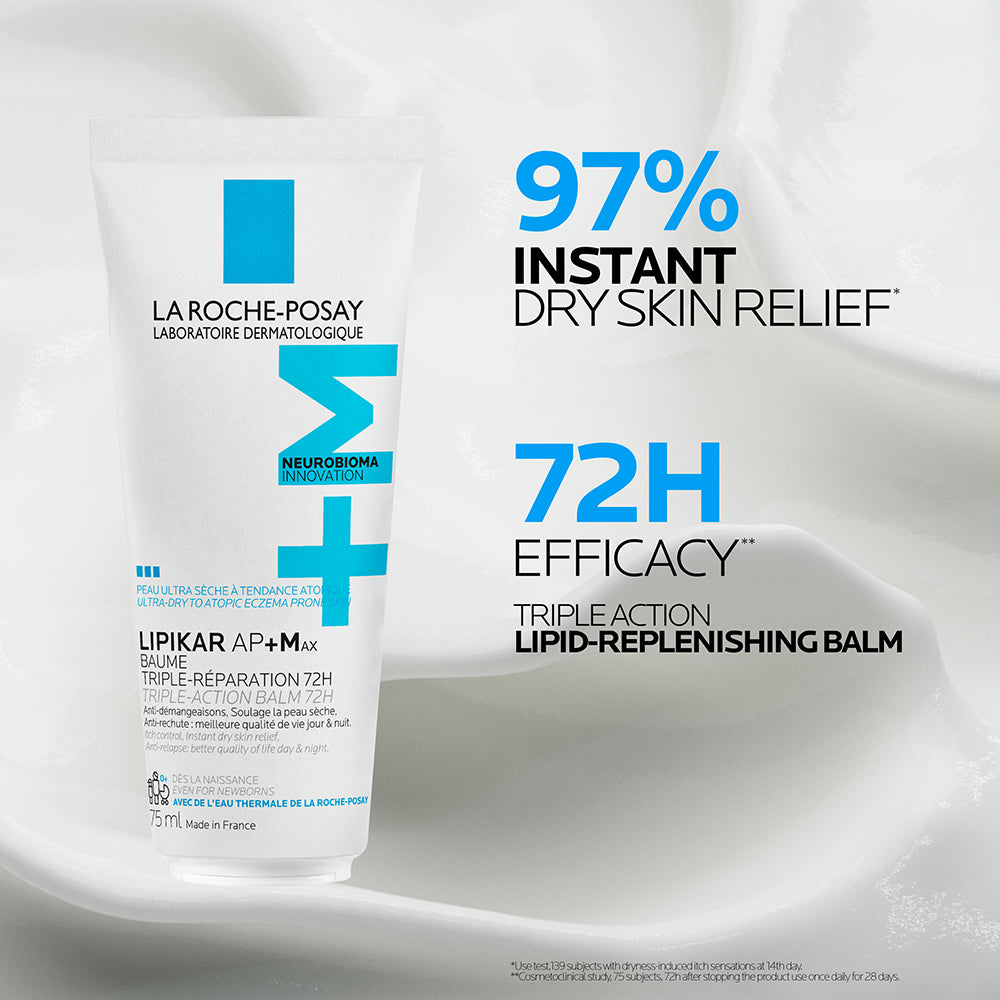 La Roche-Posay LIPIKAR Balm AP+Max Triple-Action Balm with Neurobioma for Ultra-Dry to Atopic Eczema-Prone Skin 75ML