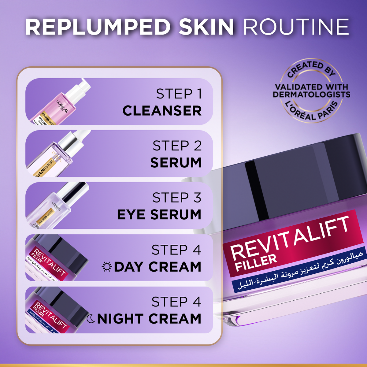 L’Oréal Paris, Revitalift Hydrating and Moisturizing Night Cream, for Wrinkles Reduction and  Skin Elasticity Improvement, Formulated with Pro-Retinol, 50ml