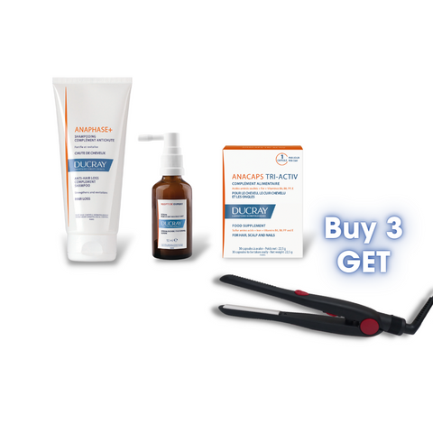 Anaphase+ Anti-Hair Loss Shampoo + Ducray Neoptide Expert 2*50ml + Anacaps Tri-Activ 30 Capsules + Hair Straightenenr GIFT