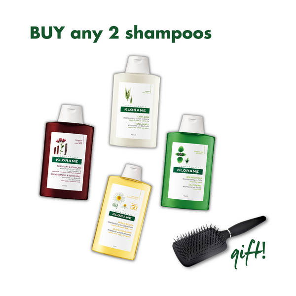 2x Klorane Shampoo + Hair Brush GIFT