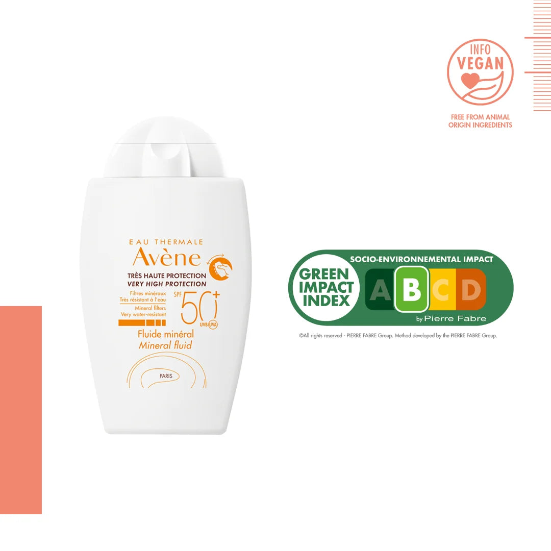 Avène mineral fluid SPF50+ Sunscreen 40ml | Ultra Light 100% Mineral Filter for Intolerant Skin - Matte Finish