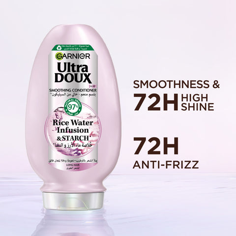 Garnier Ultra Doux Rice Water Infusion & Starch Conditioner, for Long Hair, Smooth and Shine 200 mL