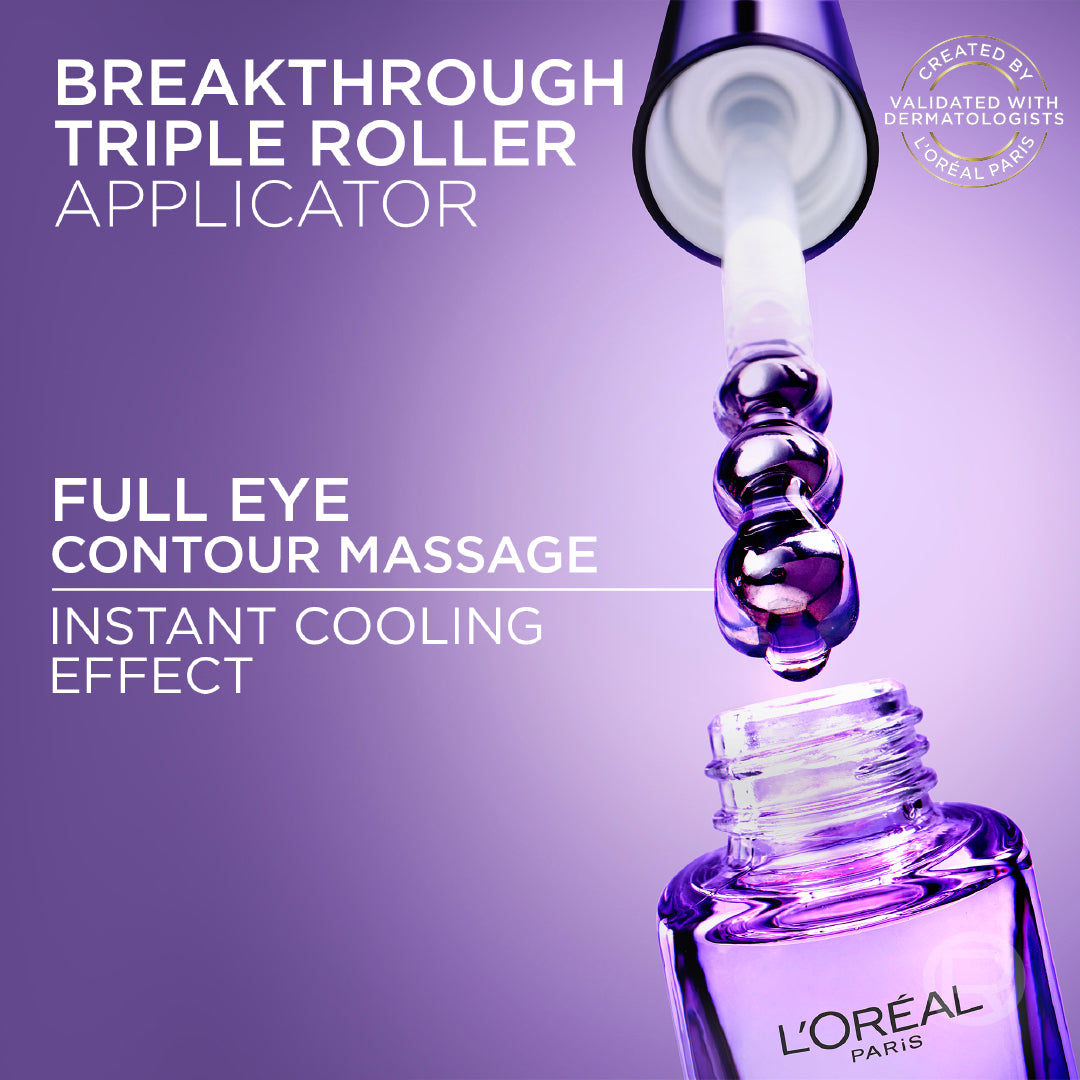 L’Oréal Paris, Hyaluron Expert Eye Serum, Targeted Eye Contour Treatment for Hydration and Plump, with Hyaluronic Acid and Caffeine, 20ml