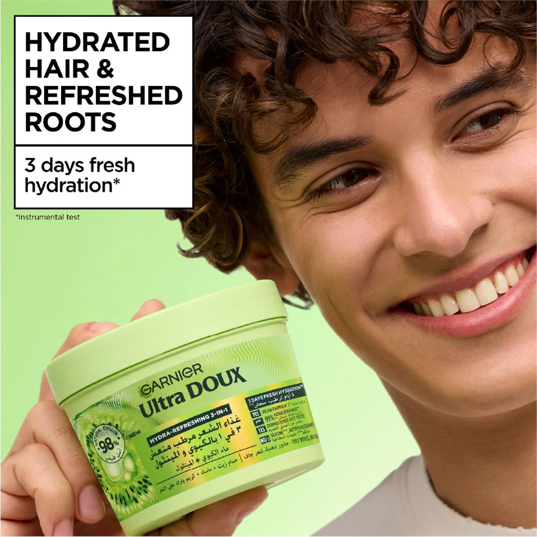 Garnier Ultra Doux Hair Food Kiwi Hydrating Hair Mask for Oily Roots & Dry Hair – 390ml