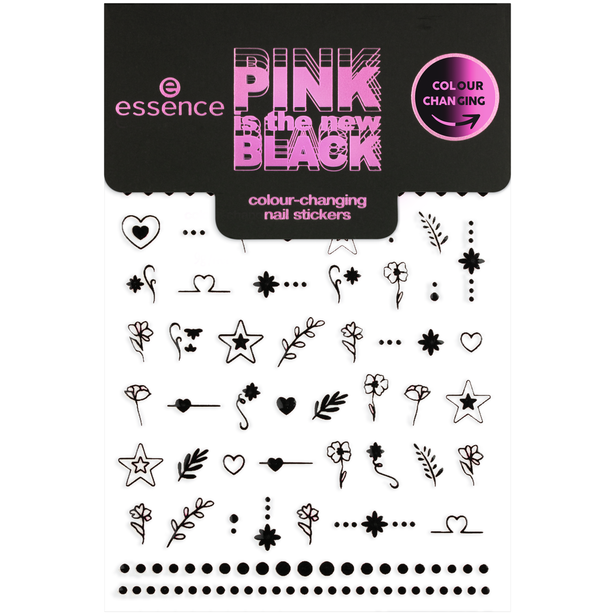 Essence Pink New Black Colour Changing Nail Stickers 01