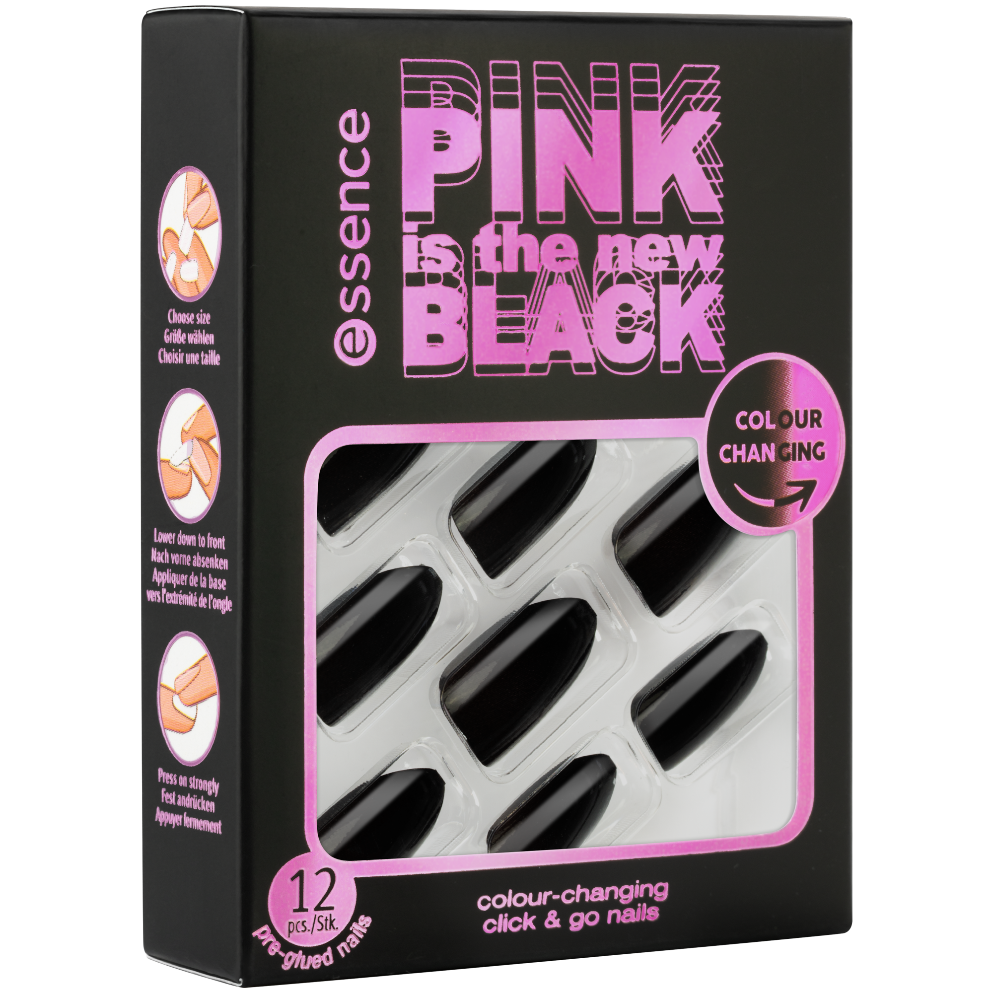 Essence Pink New Black Colour Changing Click&Go Nails 01