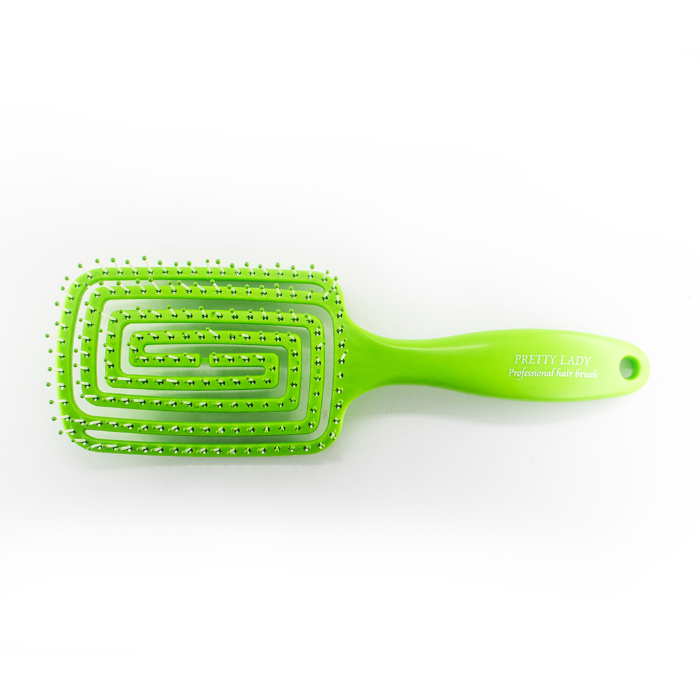 Square Flexible Vent Green Hair Brush
