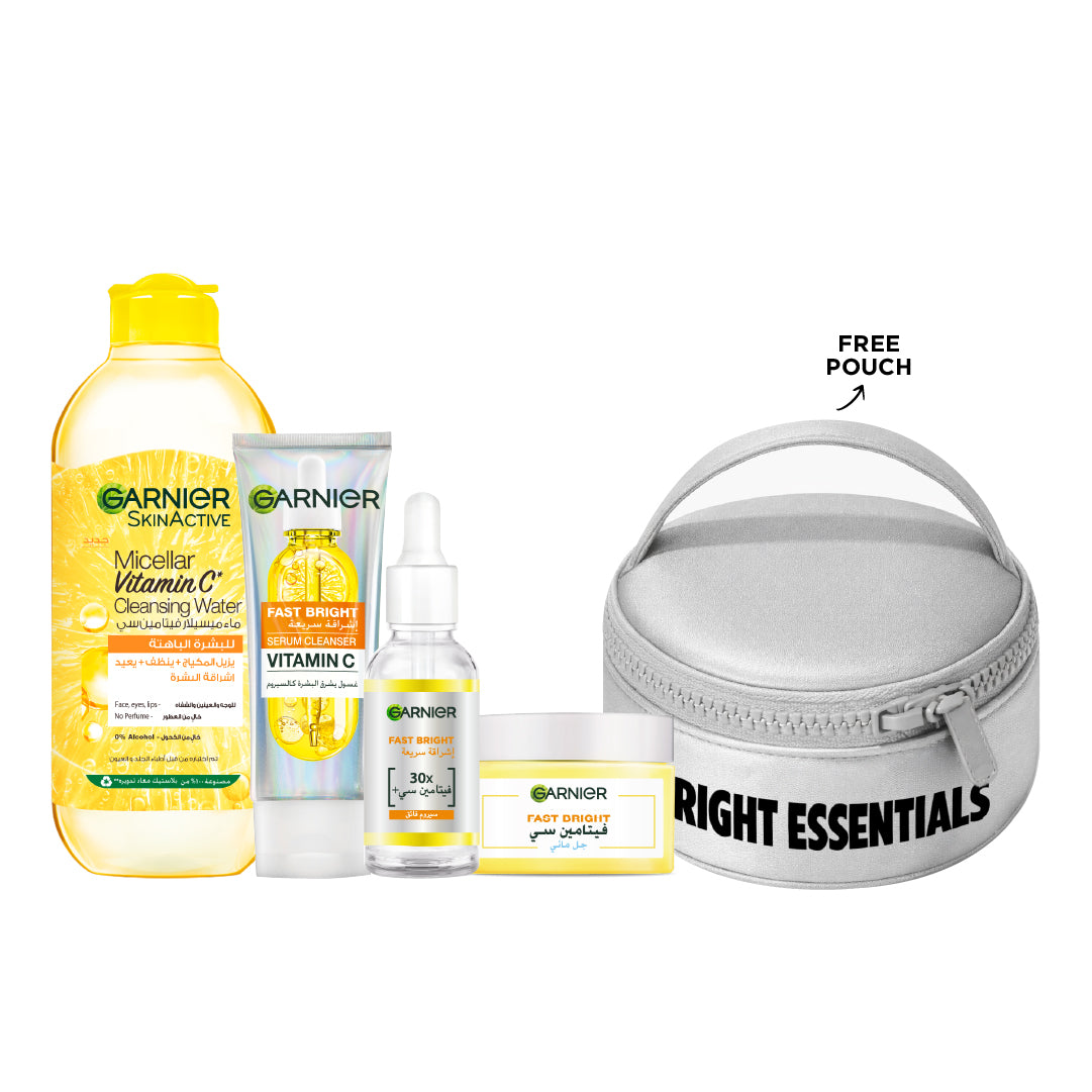 20 % OFF  Serum Cleanser + Fast Bright Serum + Vitamin C Micellar water 400 ml +Water Gel + Free Pouch