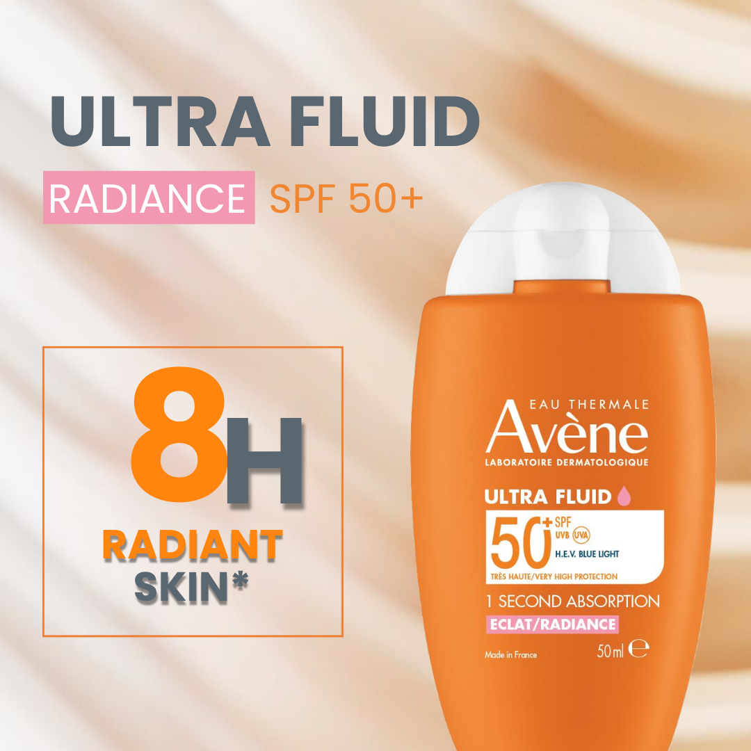 Avène Ultra fluid Eclat Radiance SPF50+ Sunscreen 50ml  | Ultra Light Hydrating Micropigments Tinted Sunscreen