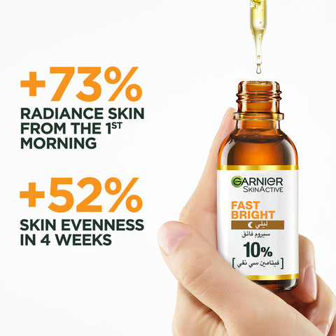 Garnier Fast Bright 10% Pure Vitamin C Brightening Overnight Serum - 30ml