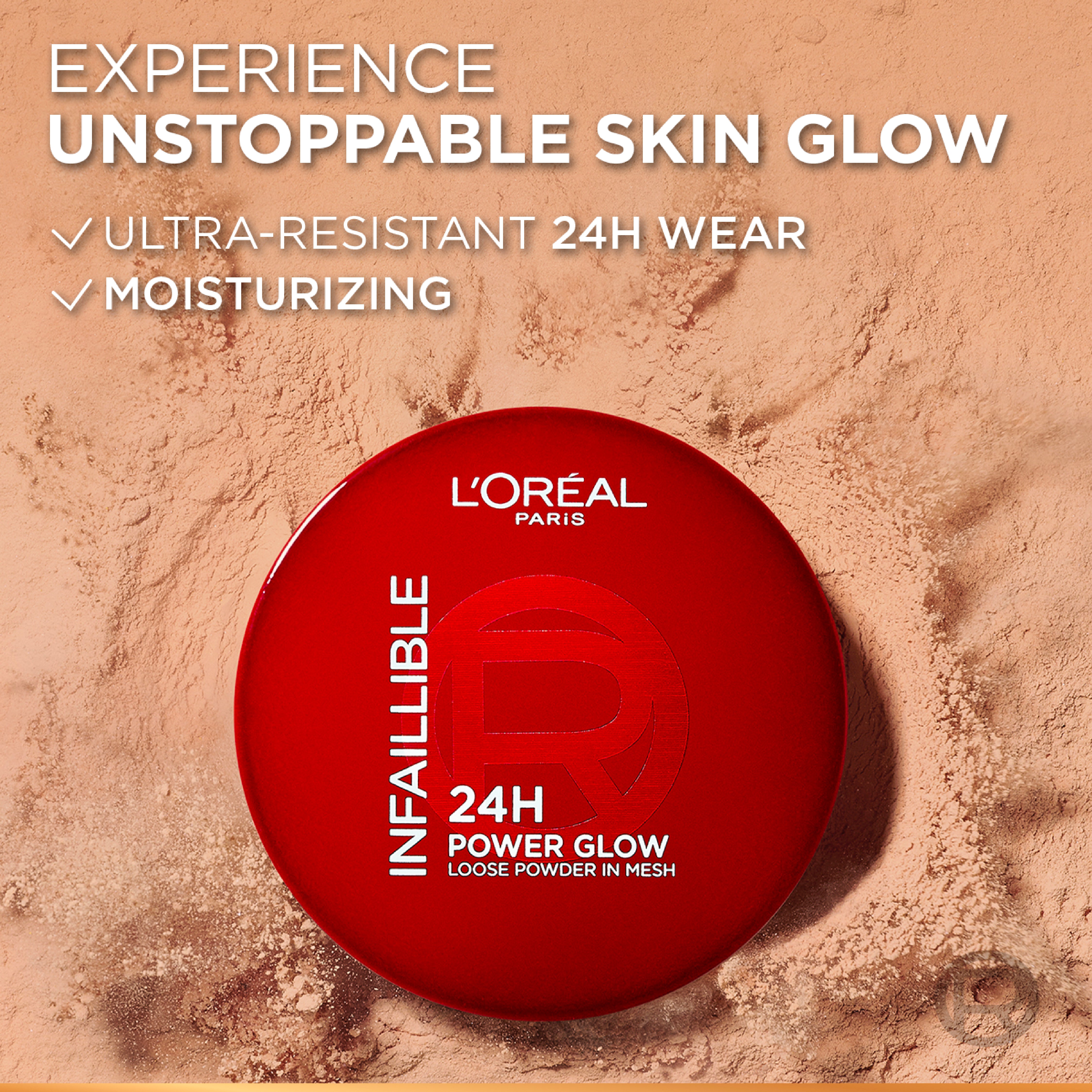 L’Oréal Paris Infaillible 24H Power Glow Loose Powder in Mesh, Pore Blurring, Radiant Glow, and Hydrating Formula with 2 Shades, 9.5g.