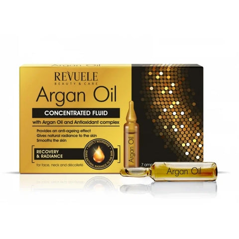 REVUELE Ampoules Argan Oil Concentrated fluid with Argan Oil and Antioxidant complex for face, neck