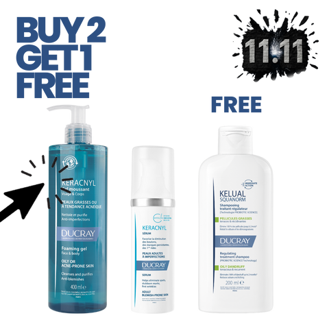 Buy keracnyl gel 400ML + Keracnyl Serum & Get Squanorm Anti-Dandruff Shampoo - Oily Scalp (Free)