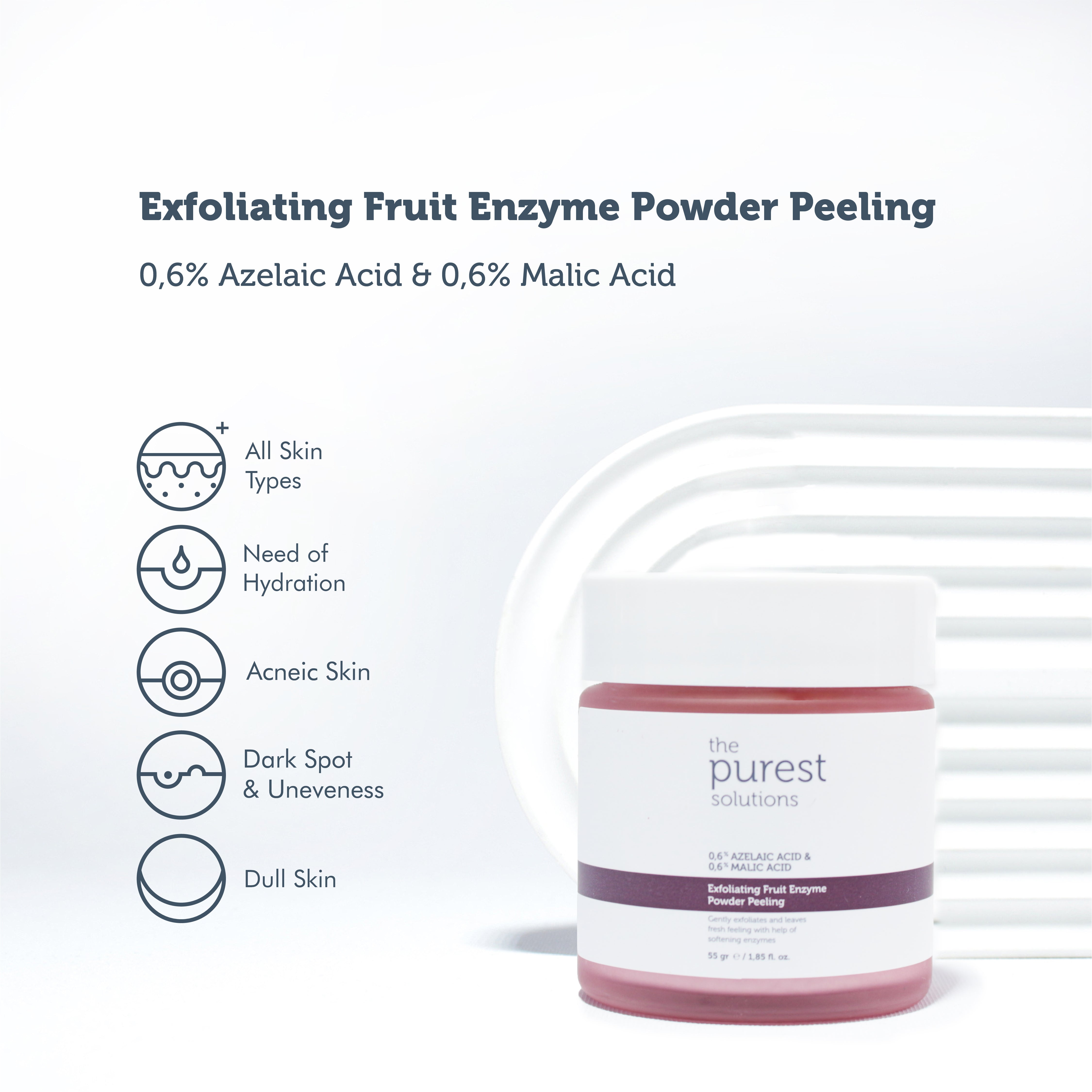 Exfoliating Fruit Enzyme Powder Peeling
 0,6% Azelaic Acid & 0,6% Malic Acid