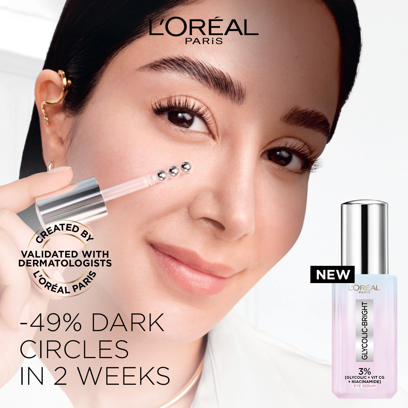 L'Oréal Paris Glycolic Eye Serum For Dark Circles &  Brighten Eyes 20ml