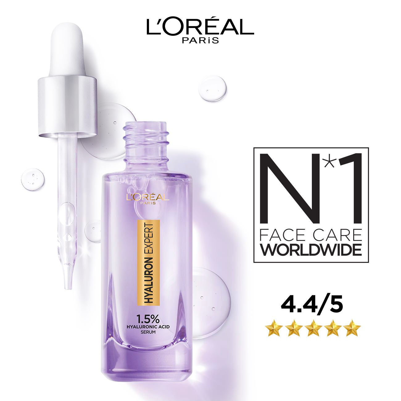 L’Oréal Paris, Hyaluron Expert Replumping Face Serum, with 1.5% Hyaluronic Acid, for Fine Lines Reduction, Hydration and Youthful Looking Skin , 30ml