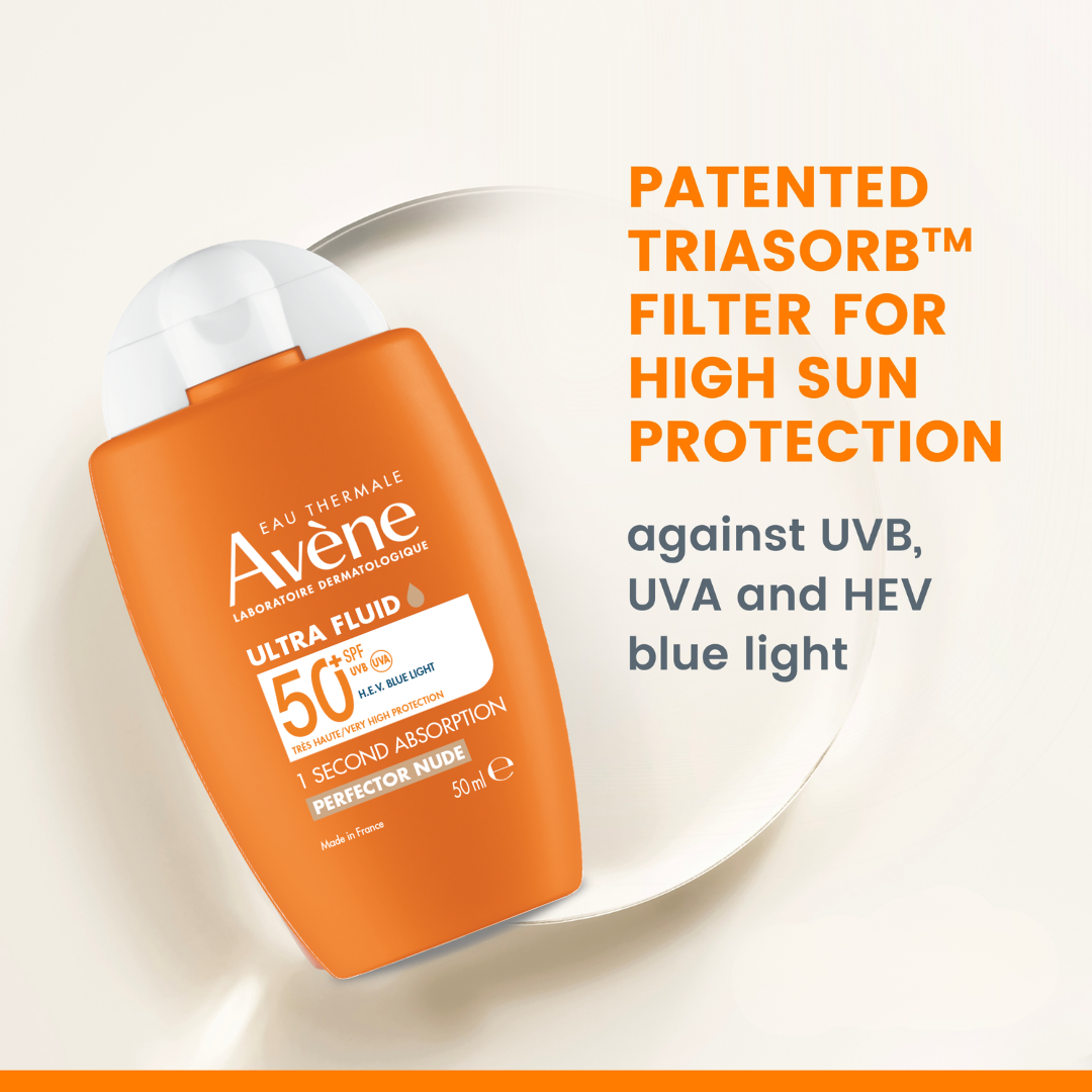 Avène Ultra Fluid Tinted Perfector SPF 50+ Sunscreen 50ml | Ultra Light Tinted Sunscreen for Sensitive Skin - no white cast