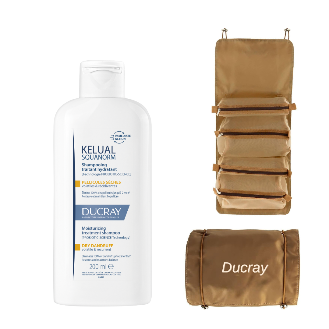 Ducray Kelual squanorm anti-dandruff treatment shampoo - Dry dandruff + Pouch